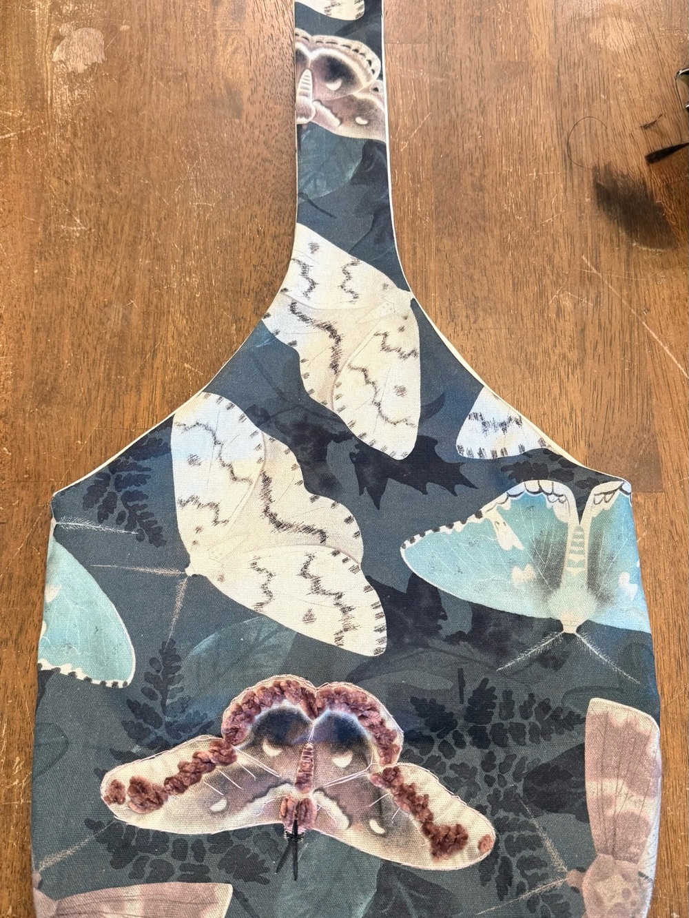 Butterfly Print Hobo Bag in Teal and Cream